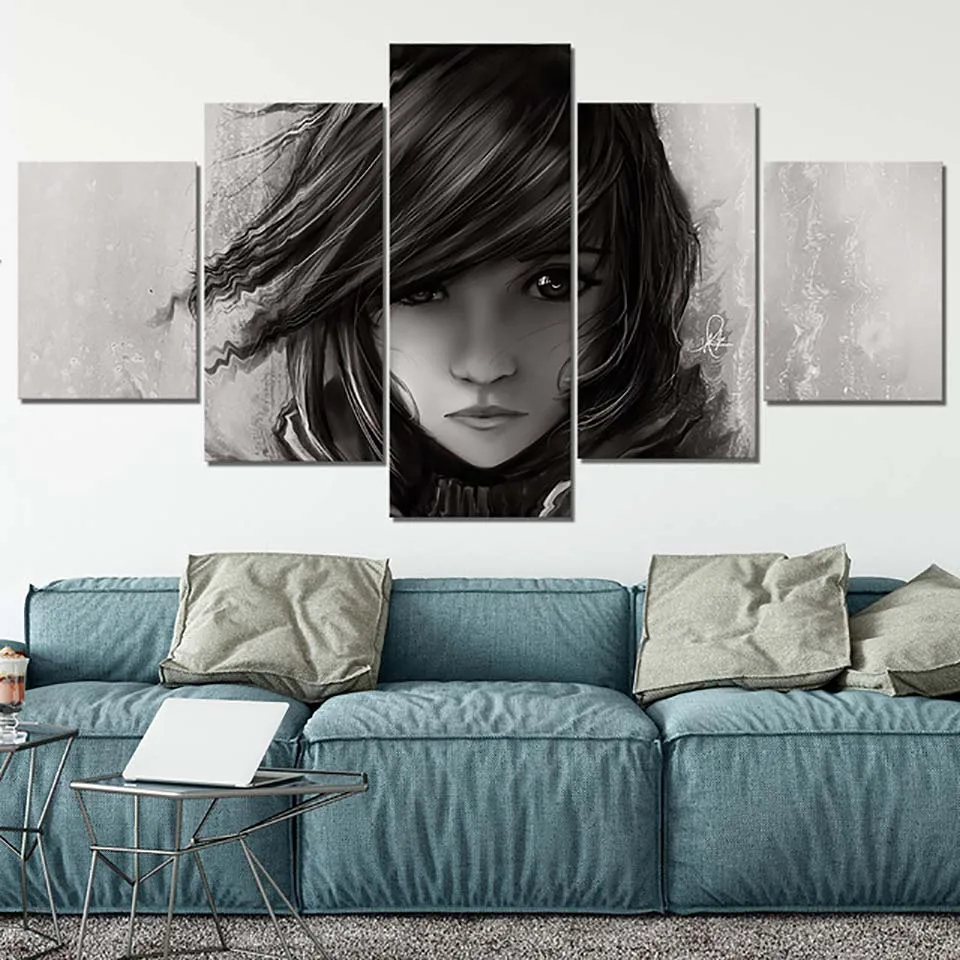 Canvas-Posters-Home-Decor-Wall-Art-Framework-5-Pieces-Black-and-White-Girl-Paintings-For-Living.jpg_640x640