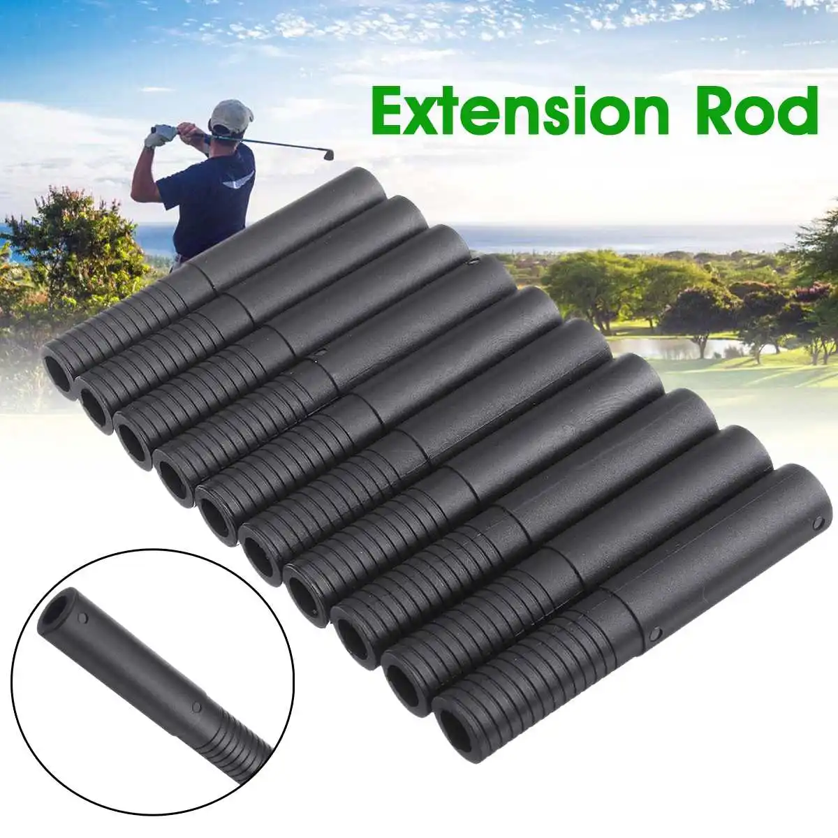 

10pcs Black Golf Club Shaft Extension Accessories Golf Club Steel Shaft Replacement Extension Rod Extender Sticks Tools