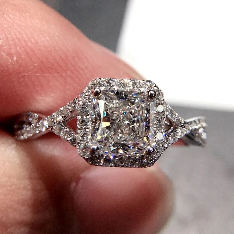 خاتم نسائي عصري من Vecalon خاتم الأميرة قص 1ct Aaaaa من الزركون Cz 925 مجوهرات فضية خاتم الخطوبة والزفاف للنساء هدية Wedding Band Ring Band Ringfashion Rings For Women Aliexpress