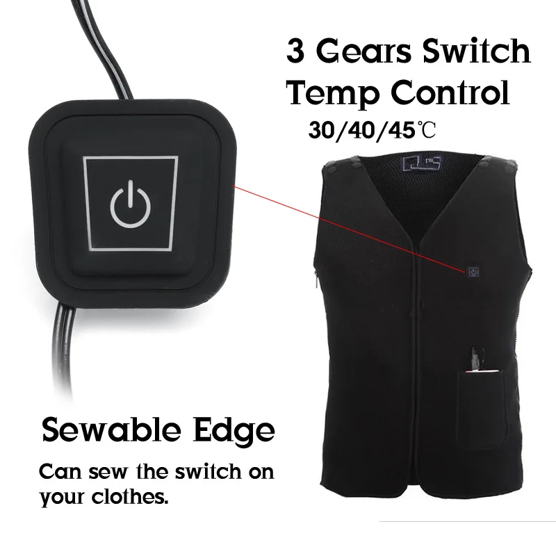 1 Set Washable USB Electric Heating Pad 3 Gear Adjustable DIY Thermal Clothing Outdoor Heated Jacket Vest Mobile Warm Gear