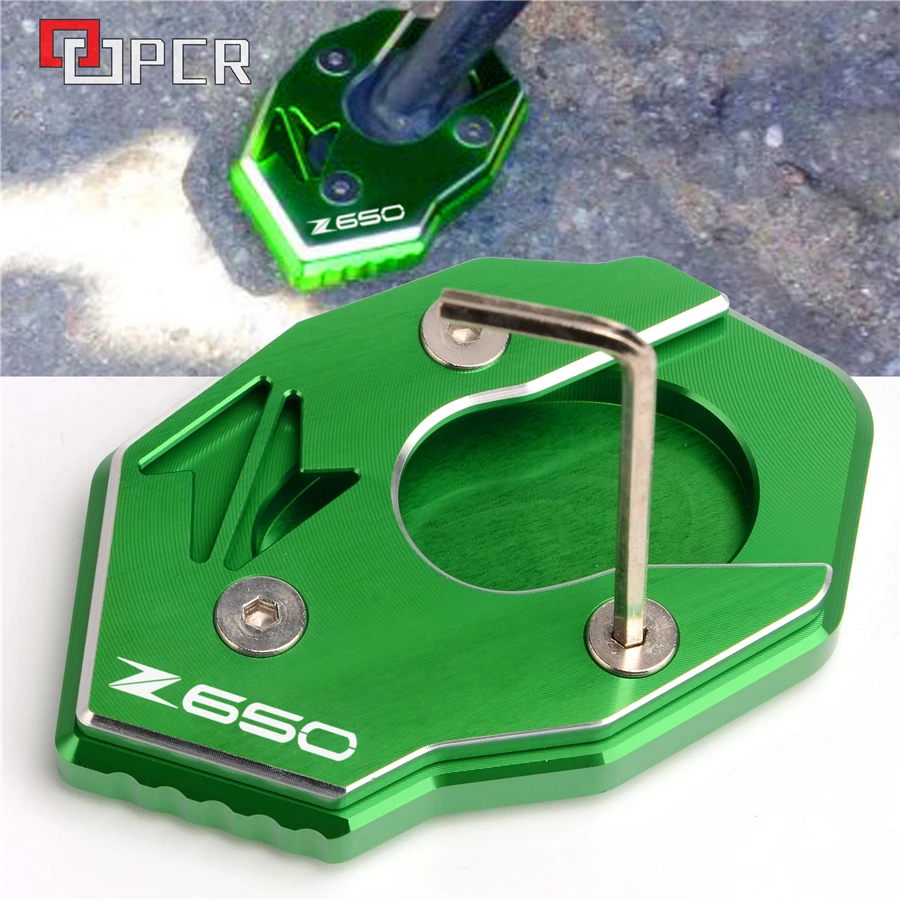 

For 2017 Kawasaki Z650 Z 650 2017-2018 Model Motorcycle Accessories Aluminum Side Stand Extension Enlarge plate with logo Z650