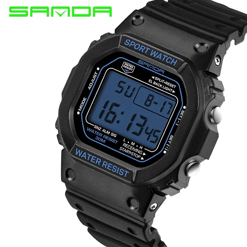 SANDA 329 мужские милитари армейские часы водонепроницаемые Дата Календарь светодиодные спортивные часы стиль цифровые часы Relogio masculino