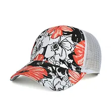 Модная Повседневная Уличная уличная шляпа с цветочным принтом, бейсболки для женщин, летние сетчатые шапки, новинка, шляпа с большим цветком, женские бейсболки