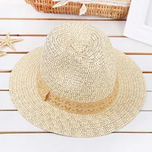 Повседневная дышащая Солнцезащитная пляжная шляпа-федора нейтральная повседневная короткая шапка ручной работы винтажный Плетеный соломенный головной убор