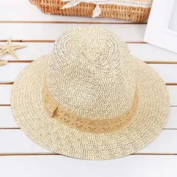 Повседневная дышащая Солнцезащитная пляжная шляпа-федора нейтральная повседневная короткая шапка ручной работы винтажный Плетеный