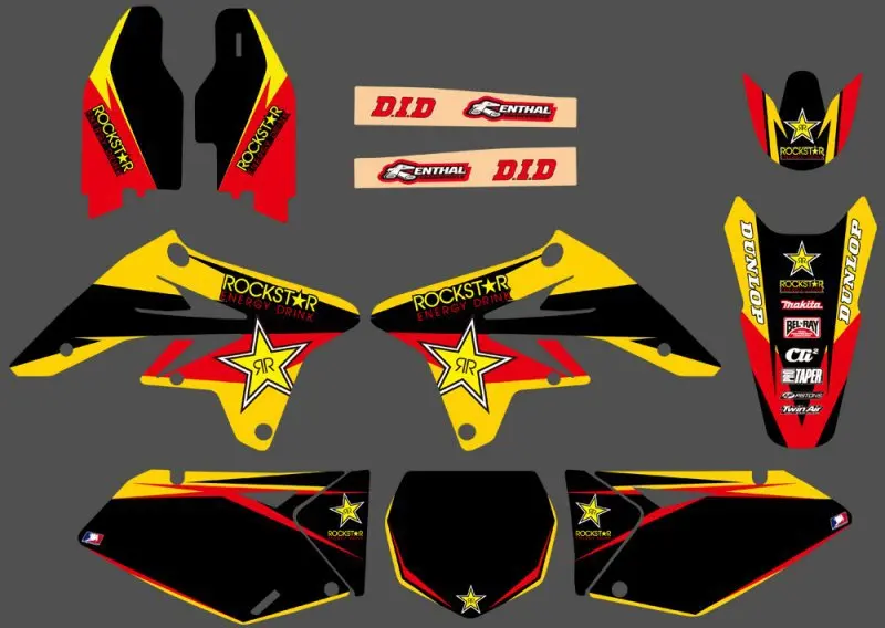 

0119 NEW Yellow Star TEAM GRAPHICS & BACKGROUNDS DECALS STICKERS Kits For Suzuki RMZ250 RMZ 250 2007 2008 2009