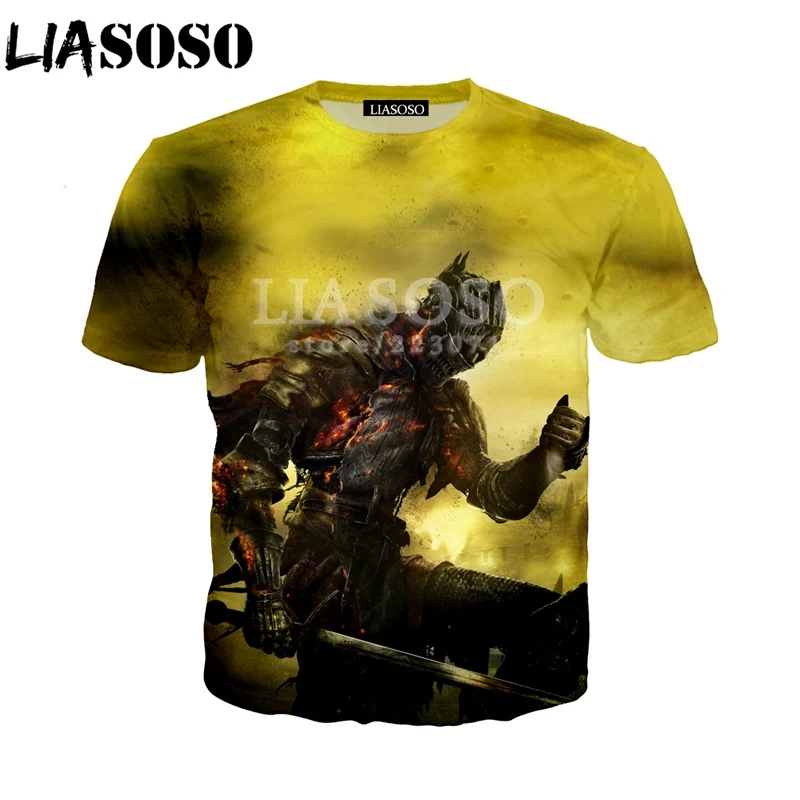LIASOSO, летняя Новинка, мужская и женская футболка, 3D принт, стимулирует видеоигры, темная душа, толстовка, Модный пуловер с коротким рукавом, A021-03 - Цвет: 10