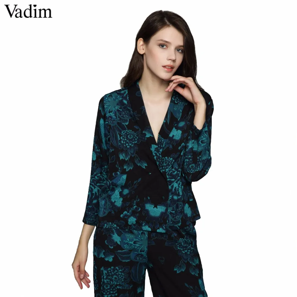 Vadim, женские винтажные рубашки, карманы, зубчатый воротник, длинный рукав, блузка, для офиса, леди, для работы, Осенние Топы, blusas LT2557