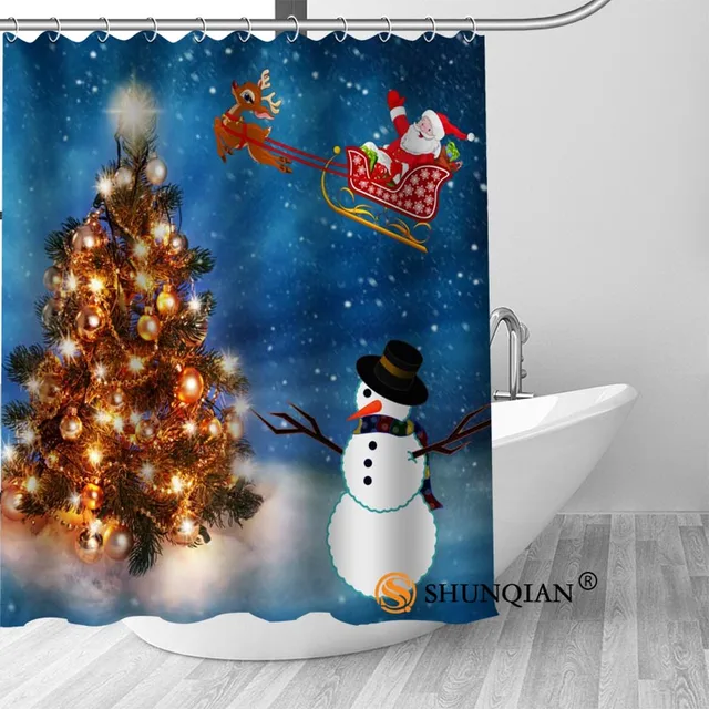 Custom Merry Christmas Bath Curtain Fabric Modern Shower Curtain Bathroom Beautiful Curtains Bath Decor Shower Curtains Aliexpress