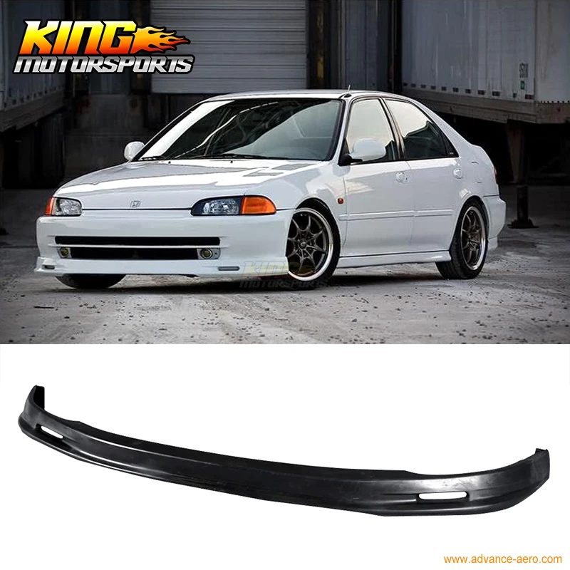 Подходит 1992 1993 1994 1995 Honda Civic 4DR Mugen Стиль переднего бампера для губ черный PP