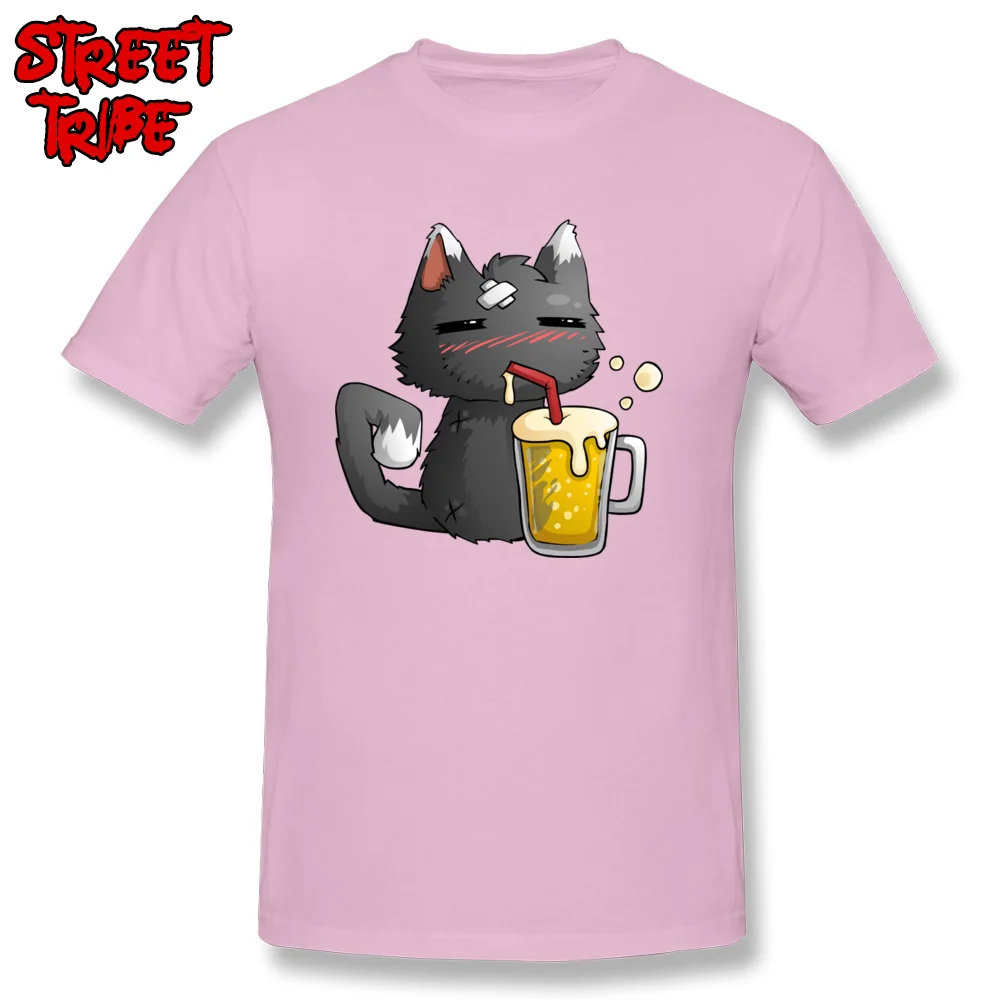 Europe Crew Neck T Shirt Summer Tops & Tees Short Sleeve Family 100% Cotton Slim Fit Tops T Shirt Printed Men's beer cat team fortress 2 ale game pink