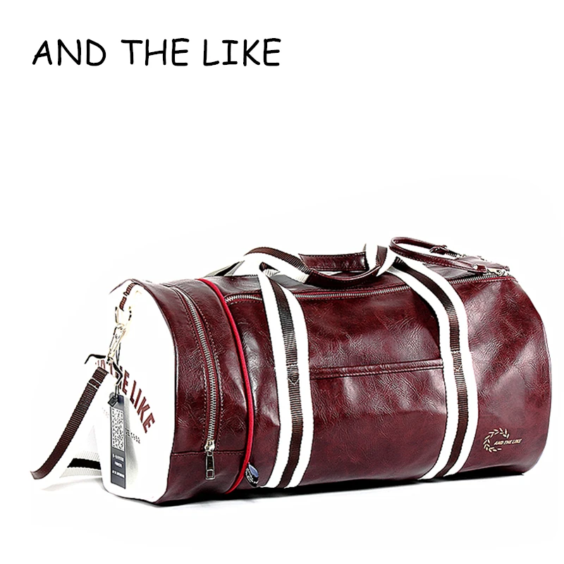 PU Barrel Unisex Gym Bag Fitness Training Shoulder Bag With Independent Shoes Pocket Mixed Color Sports Bag Small Size