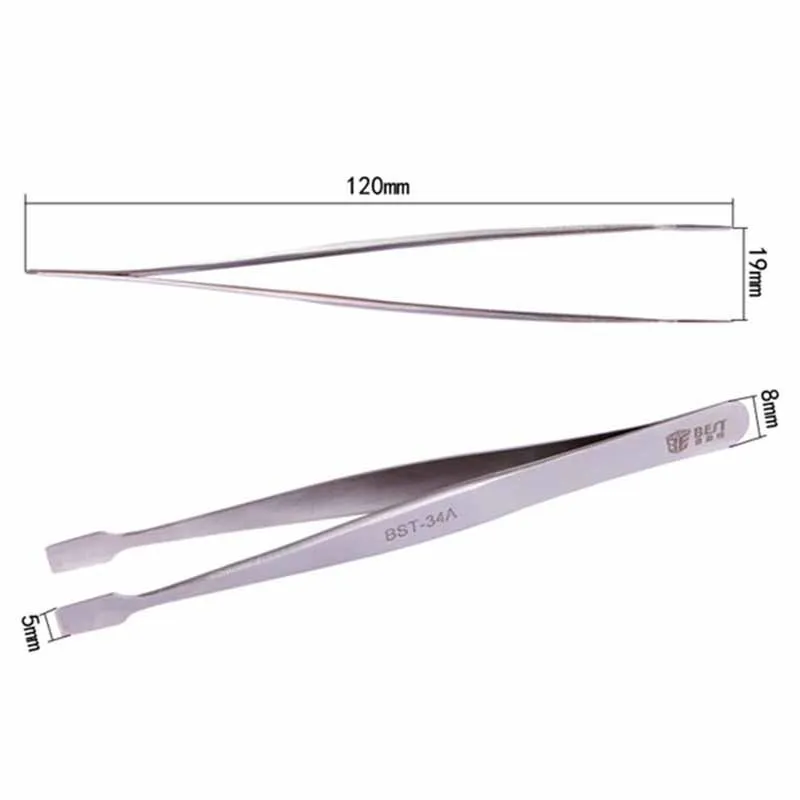 Wozniak Flat 34A-SA Antimagnetic Anti-acid Fine Stainless Steel Tweezers Stamp Clip