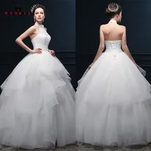Custom Made Formal de Longo Vestidos de Noiva 2018 vestido de Baile Alta Neck TM05 Fluffy Backless Vestidos de Casamento Da Noiva Vestido De Noiva