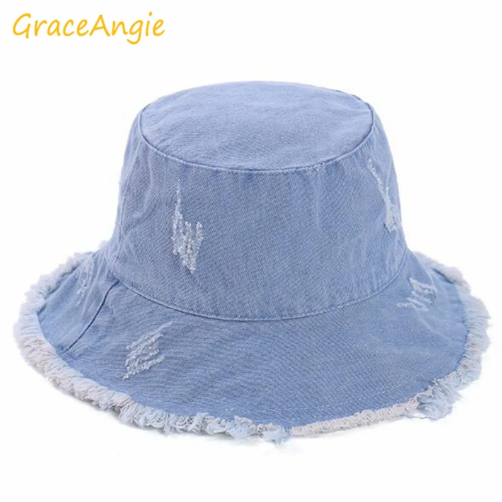 GraceAngie 1 قطعة السيدات السفر شرابات قبعات مسطحة دلو القبعات الرملي الصيف بلون النساء صياد قبعة الشمس القماش قبعة للطي