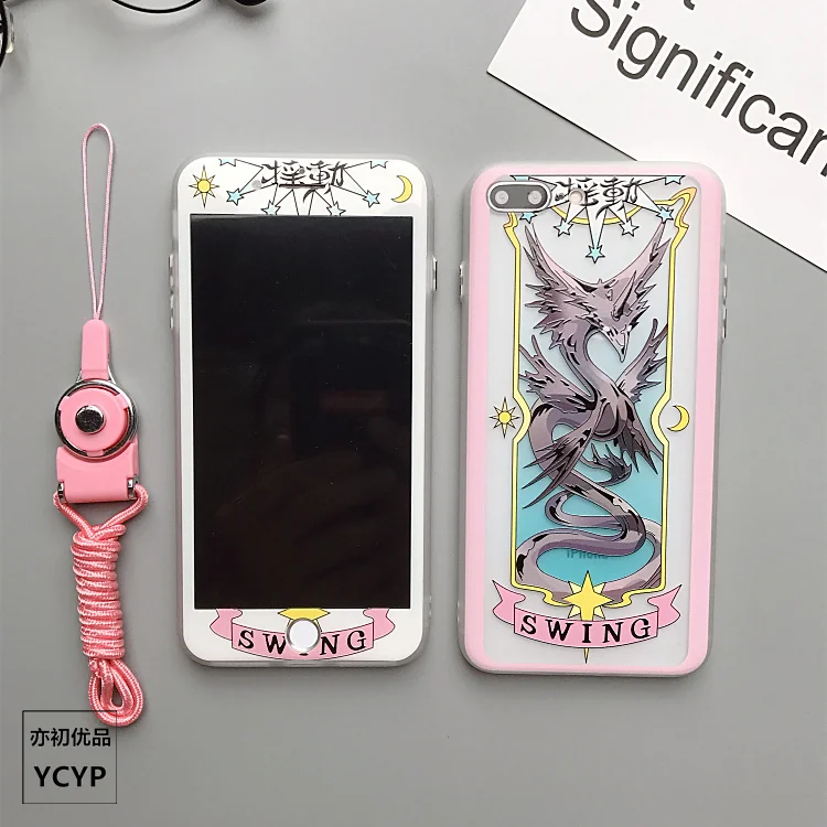 Чехол для iphone 8 Clow card+ пленка для экрана из закаленного стекла для iphone X 8plus 6 6S plus 7 7plus прозрачный чехол Sakura Cardcaptor