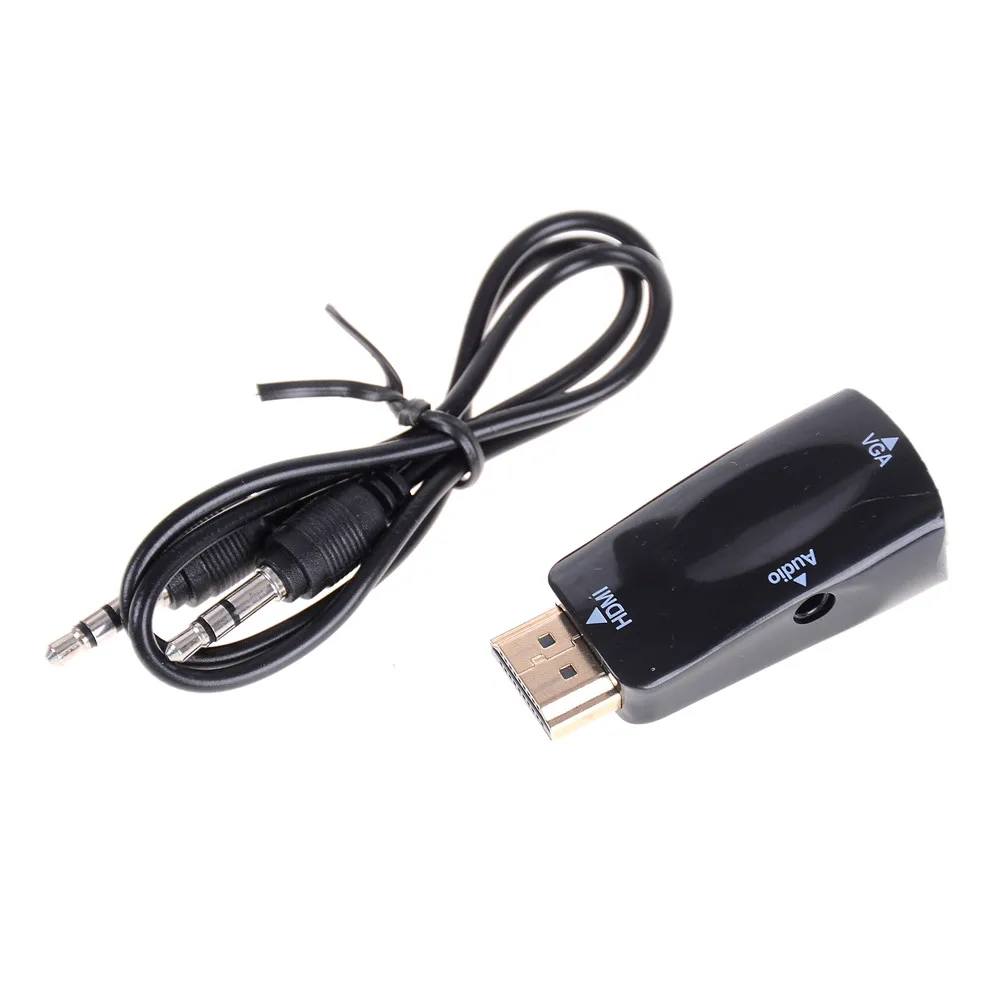 High Quality For PC Laptop for HDMI To VGA Adapter Converter Cable With Audio Cable Support HD 1080P
