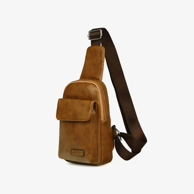 

2018 New Chest Bag For Men PU Leather Crossbody Men's Casual Messenger Bag Sling Male Shoulder Waist Bag Handbag Large Capacity