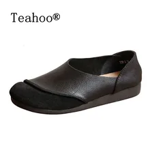 Женские туфли на плоской подошве из натуральной кожи; модные повседневные Мягкие Лоферы без застежки; весенние мокасины; женская обувь для вождения; ручная работа; большие размеры