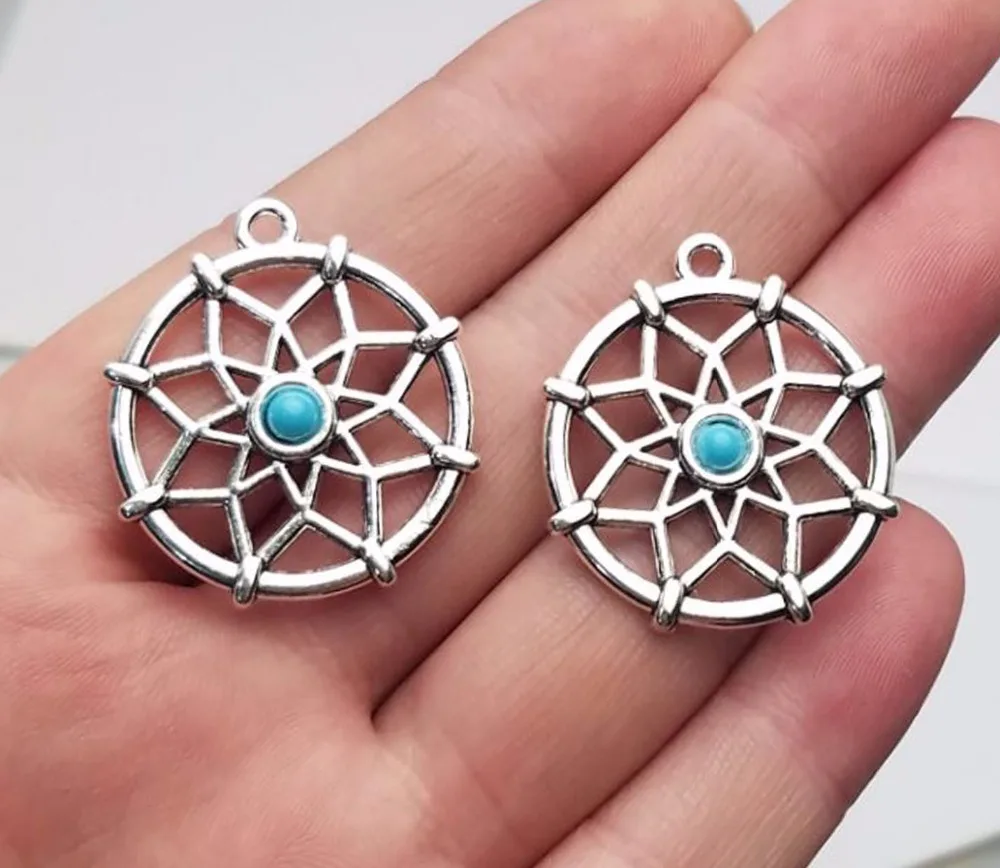 10pcs/lot 27mm, Antique silver plated Dream Catcher charms,DIY supplies