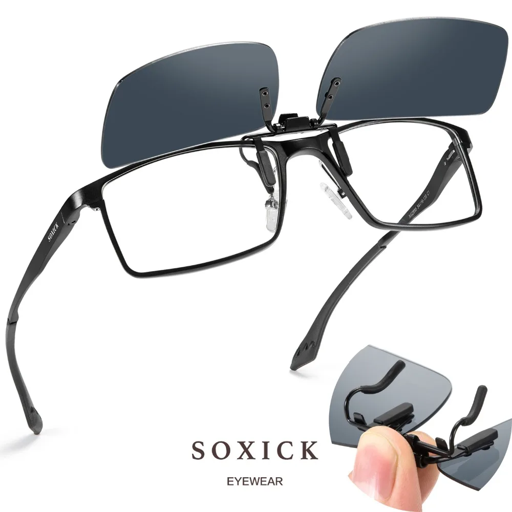 Soxick поляризационные солнцезащитные очки с металлическим зажимом для мужчин и