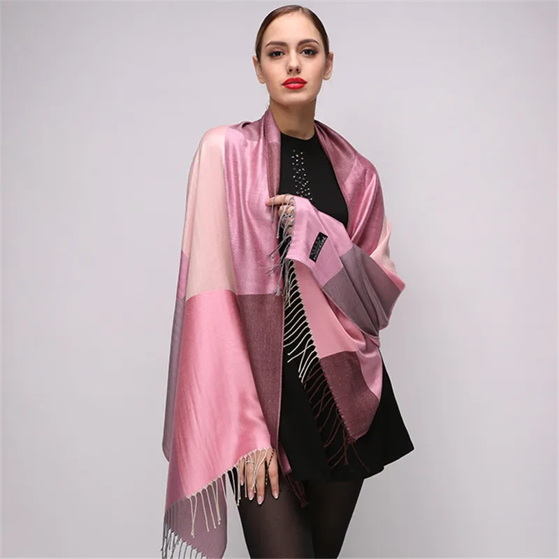 Goede 2018 Top kwaliteit Winter Sjaal Plaid Sjaal Vrouwen Luxe Merk Sjaals Dames Wraps Warm Sjaals Mode Patchwork Kwasten Pashmina