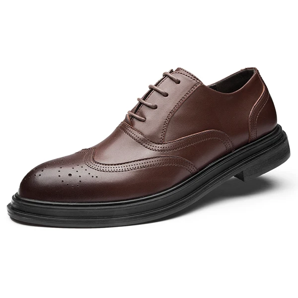 YIGER/Новые мужские деловые туфли Мужские модельные туфли повседневные мужские свадебные туфли на шнуровке с вырезами мужские кожаные туфли черные/коричневые 0056 - Цвет: Brown Business Shoes