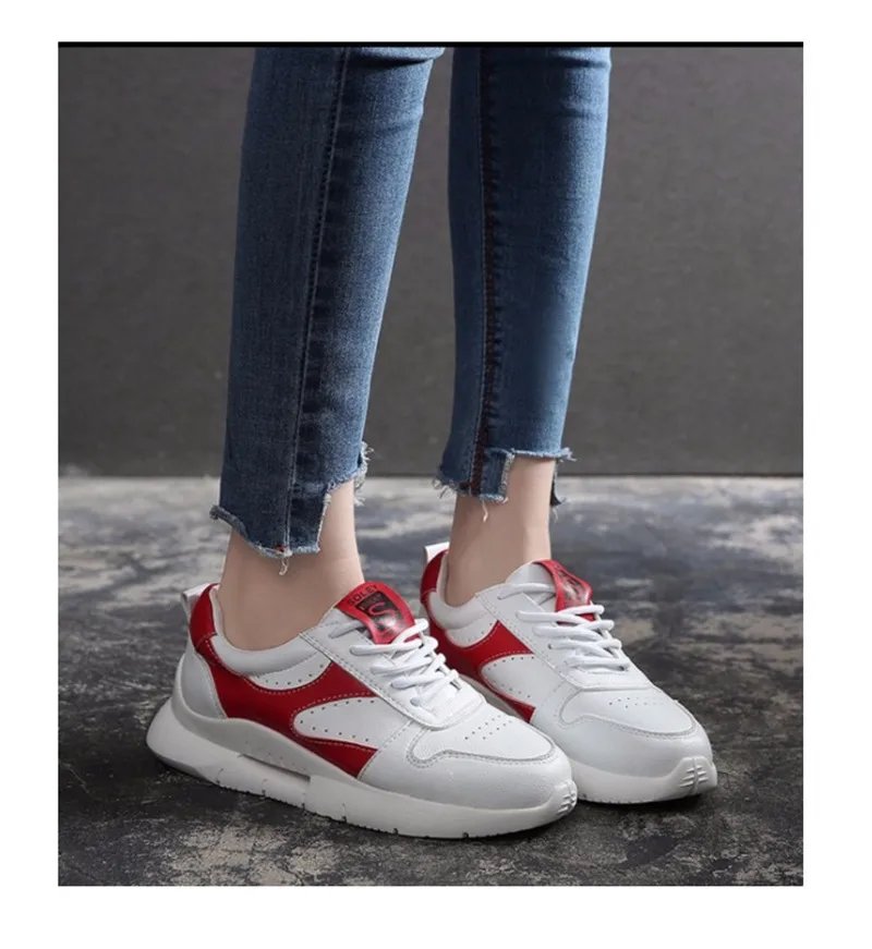 2019 Spring Fashion Brand Casual Shoes Flats Women Platform Dad Shoes Comfortable Woman Sneakers Harajuku Shoes White Silver Red (14)