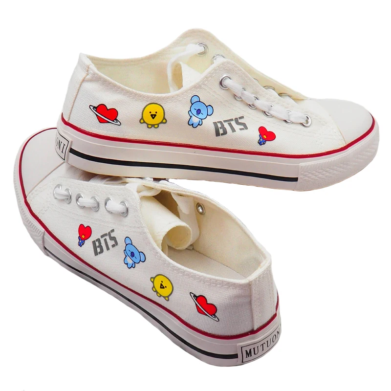 

New Kpop Bangtan Boys BT21 Canvas Low Tops Shoes JUNGKOOK JIMIN V Suga Women Casual Shoes