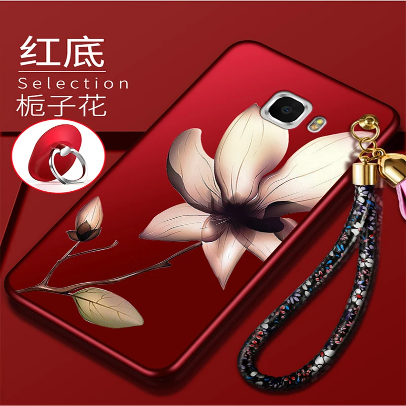 Мода мягкий чехол для samsung Galaxy C7pro C 7 pro Чехол телефона задняя крышка 3D цветок кожи