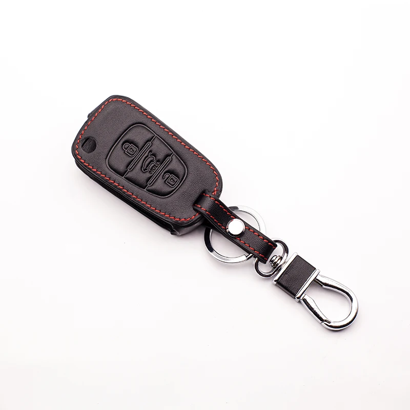 3 button Fold Remote car keys cover For Kia leather key cover for Kia