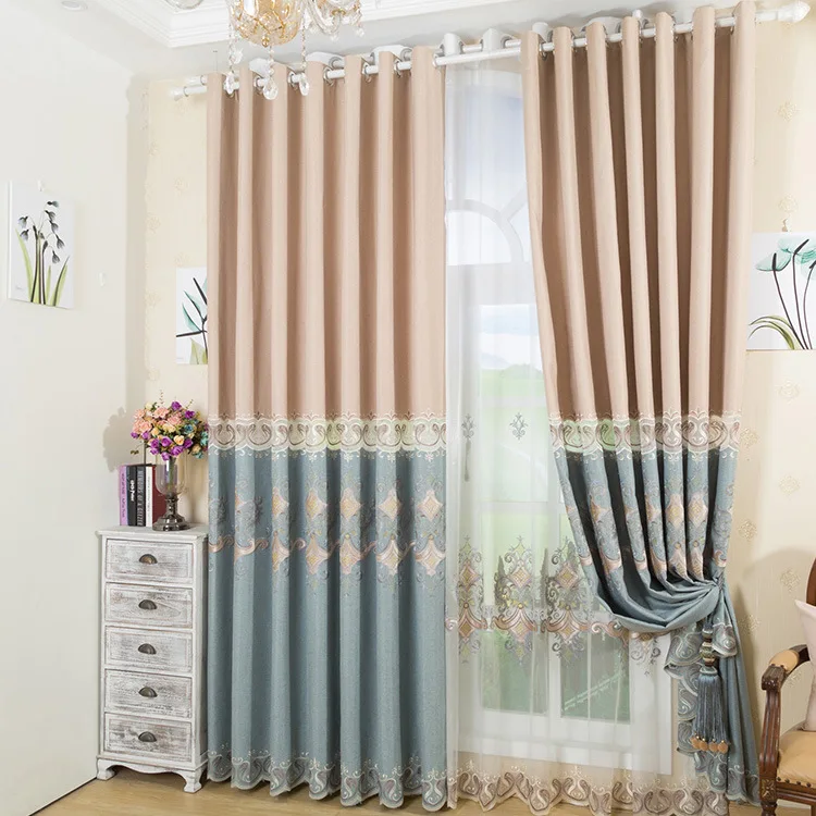 

Modern Simple Cotton and Linen Semi-shading Embroidery Curtains for Living Dining Room Bedroom.