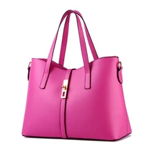 Fuchsia Cusual PU Women Handbag Elegant Office Lady Shoulder Bag Lock Crossbody Messenger Fuchsia Cusual PU Women Handbag Elegant Office Lady Shoulder Bag Lock Crossbody Messenger