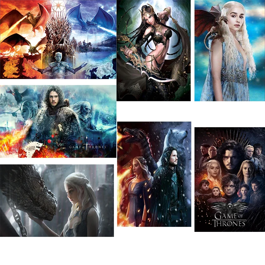 

3D Diy Square Diamond Embroidery Game Of Thrones Cross Stitch Resin Full round Diamond Painting 5d Big size Decor RS2030