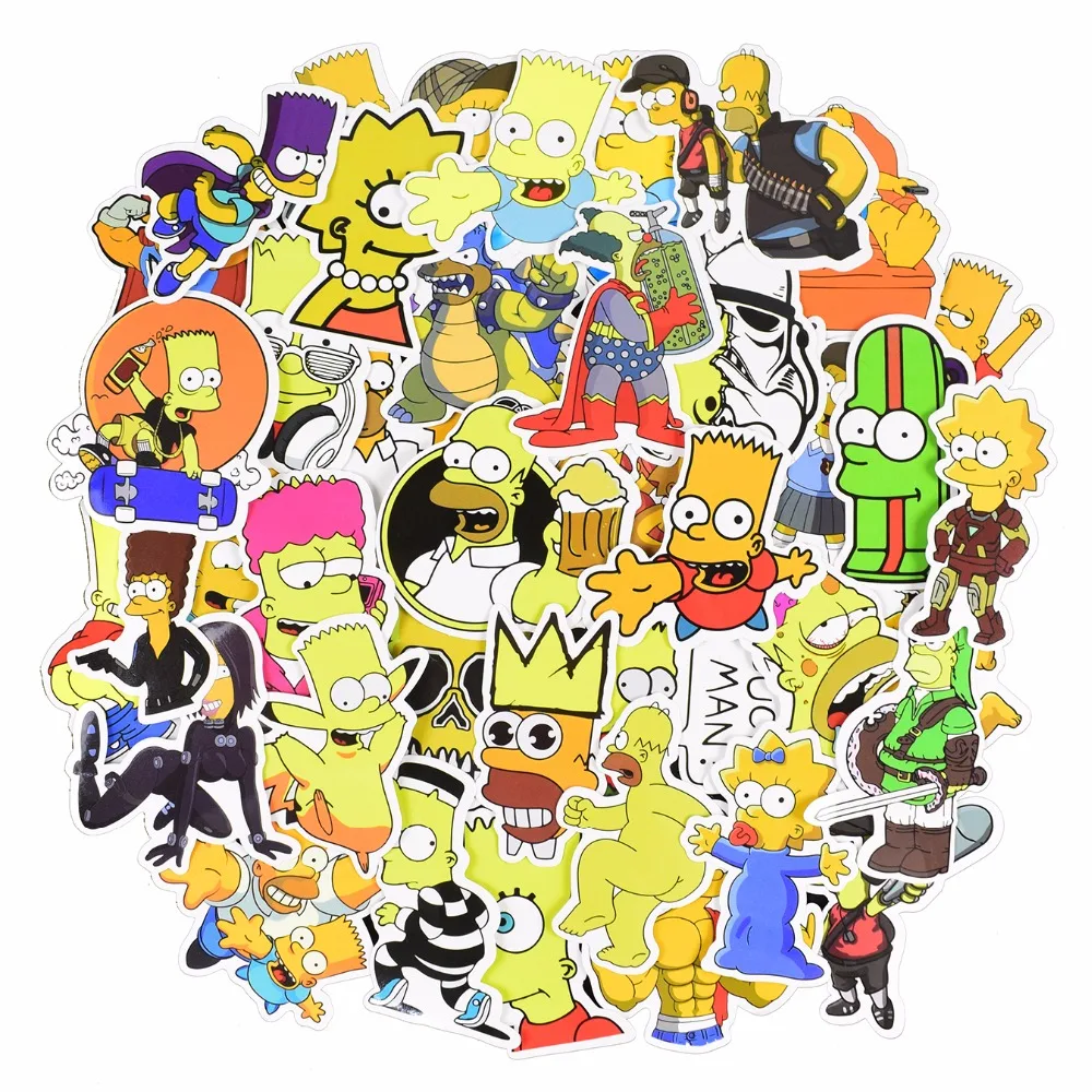 50100 Pcs Simpson Anime Stickers Cartoon Graffiti Waterproof Stickers for Laptop Motorcycle Car Luggage Skateboard Bicycle Vinyl Decals2