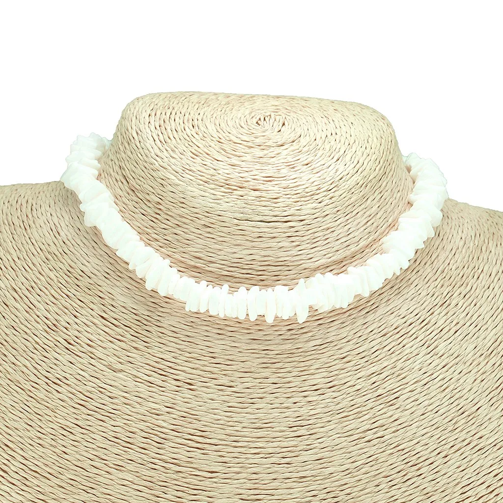 

Hawaiian style Fashion White Shell Necklaces for Women Girls Metal Button Necklace Chokers Simple Summer Beach Jewelry 6.20