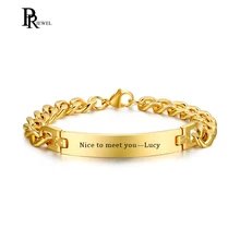 Персонализированные Золото Цвет Нержавеющая сталь индивидуальные гравировка Цитата мантра сообщение имя вдохновляющие браслеты подарок