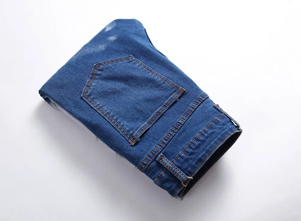 Мужские байкерские джинсы высокого качества винтажные рваные эластичные джинсы модные двухцветные брюки на молнии мужские тонкие джинсовые брюки плюс размер 42