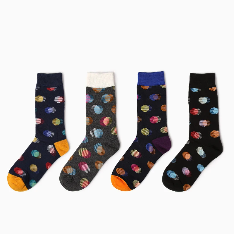 

2017 new dots Retro personality Street colorful men cotton socks long sock size 39-44