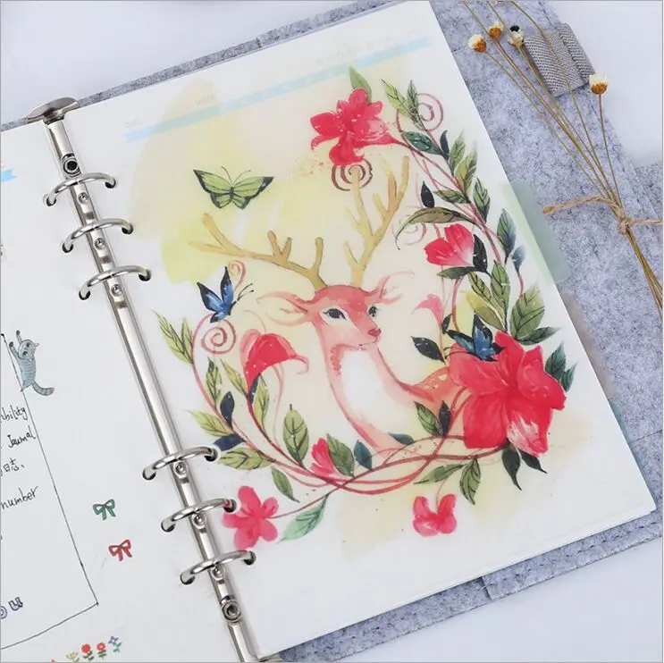 

5Piece/Lot A5 A6 Deer Colored Diario Diary Notebook Accessories Planner Index Page Retro inner Separator Page Slip Sheet Binder