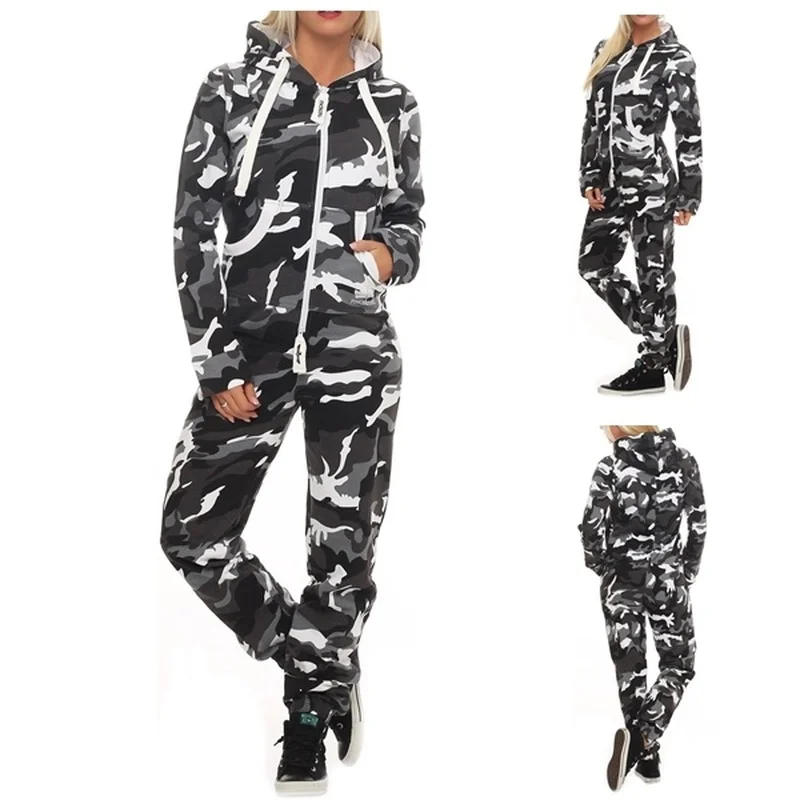 

Zogaa 2019 Camouflage Set Striped Long Sleeve Casual Hooded Women Hoodies Pencil Sweat Long Pants Two Pieces Sets Sportswear