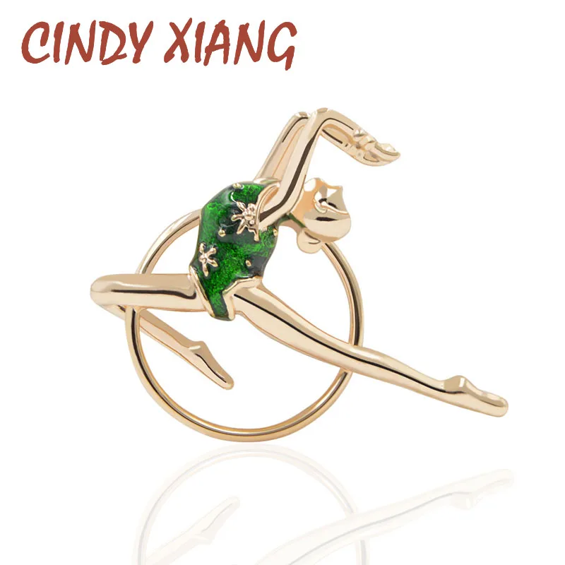 

CINDY XIANG 2 Colors Available Enamel Gymnastic Girl Brooches for Women Fashion Gym Brooch Pin New Arrival High Quality Small