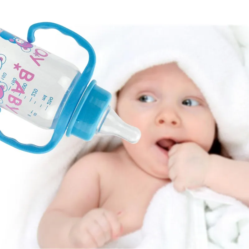 Новорожденных 250 мл Большой Volumn маленьких Кормление бутылки розовый голубой воды Стандартный Калибр Детские бутылки молока