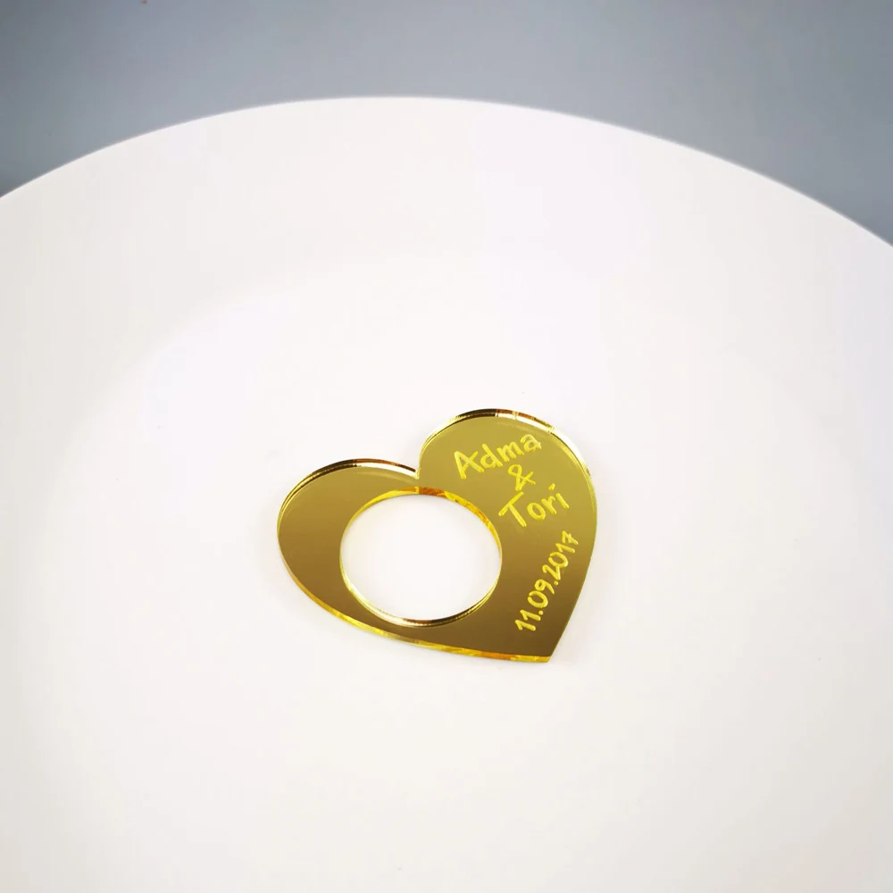 Personalized Laser Cut Name Logo for Boutique Gift Baby favorite, Custom Made Heart Gold Acrylic Mirror Name Tags for Baby Name (10)