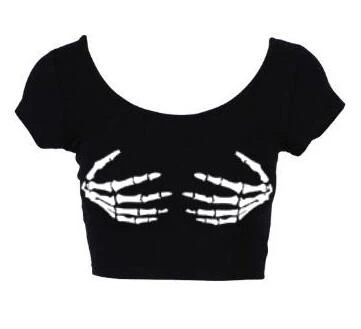 skull hands crop top