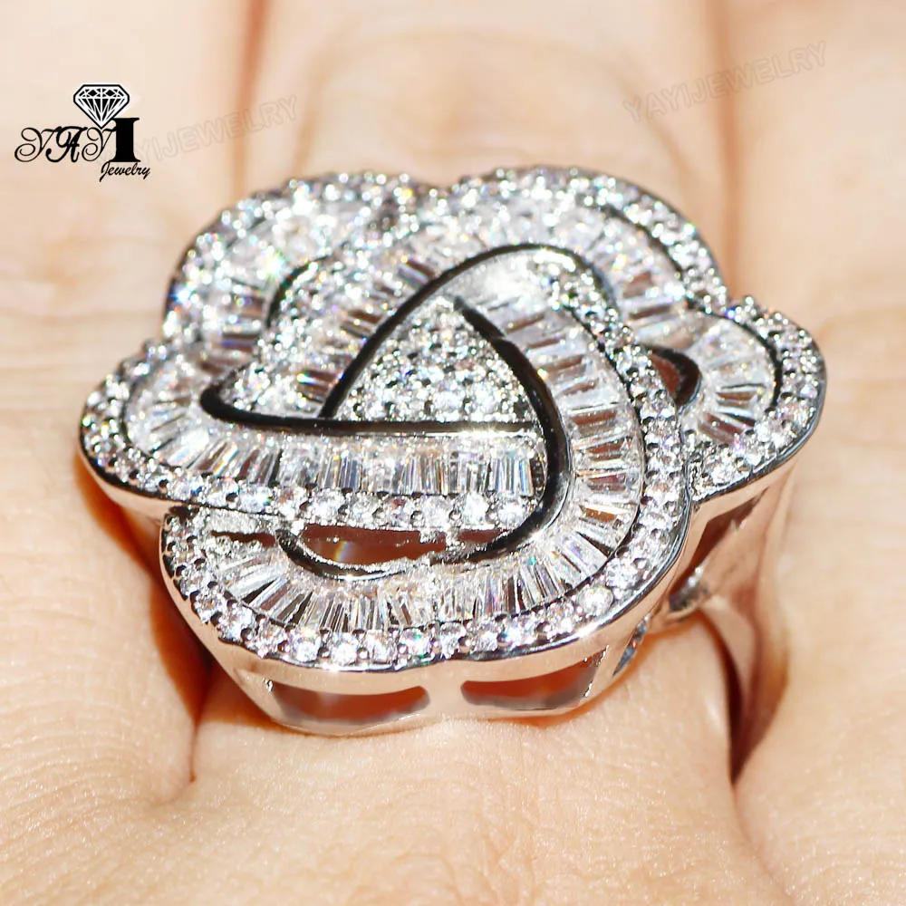 Ювелирные изделия yayi принцесса огранка 9,7 карат белый циркон серебряный цвет обручальные кольца с сердцем вечерние кольца для девочек Подарки 858