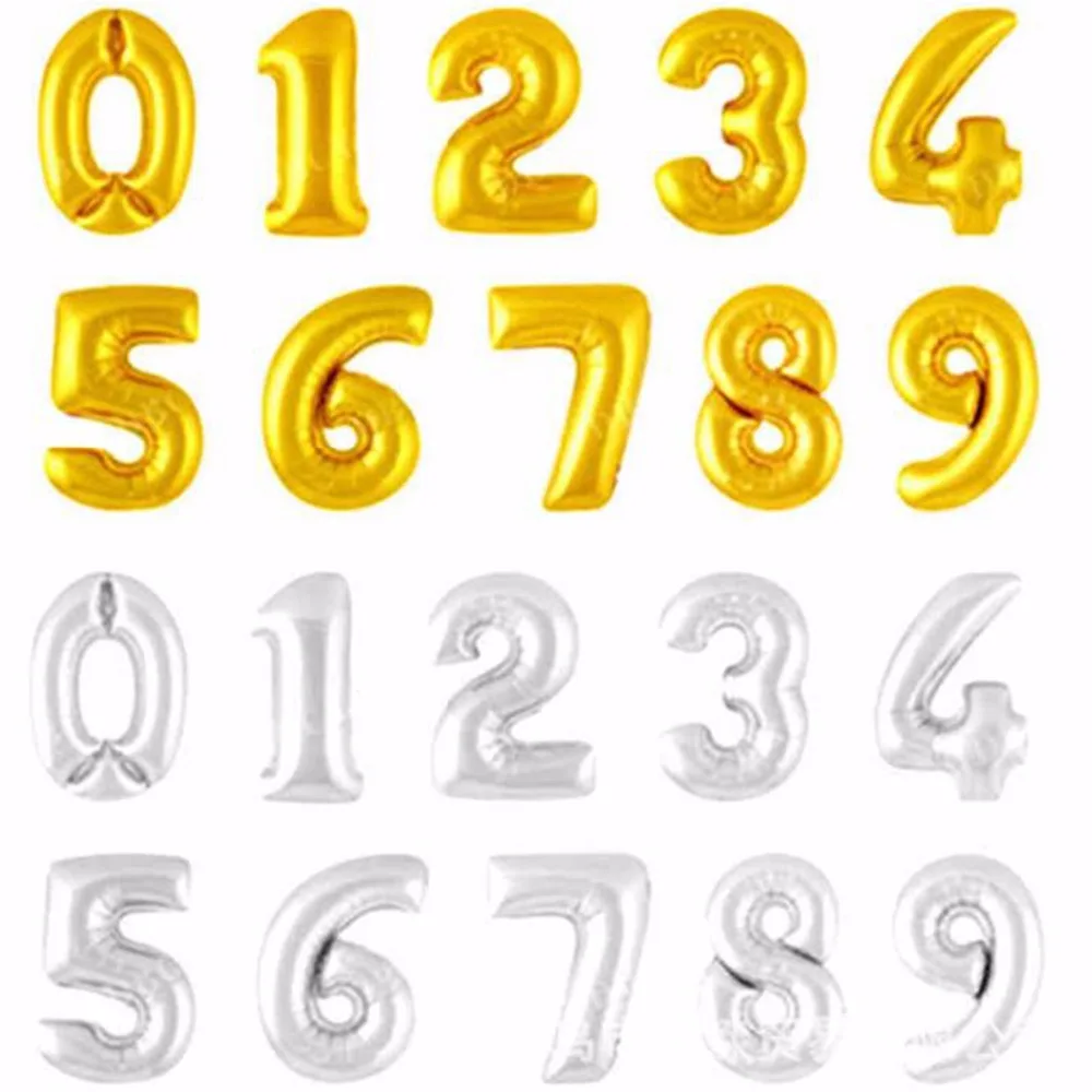 32 Inch Gold Number Balloons 1 2 3 4 5 8 Number Digit Helium Foil Ballon Baby Shower Birthday Party Wedding Decor Balls Supplies