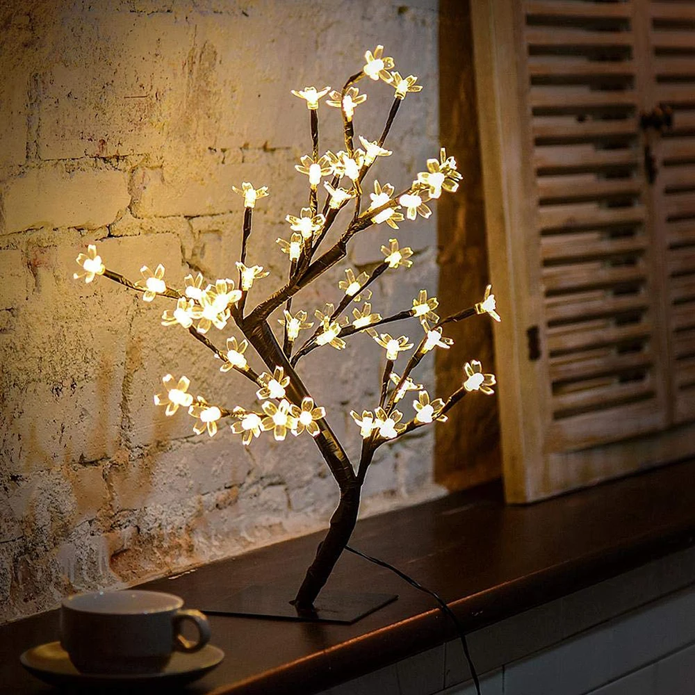 New 24/36/48 leds Cherry Blossom decorative Tree lights Cherry Blossom Desk Top Lamp for Home Festival Party Wedding Christmas