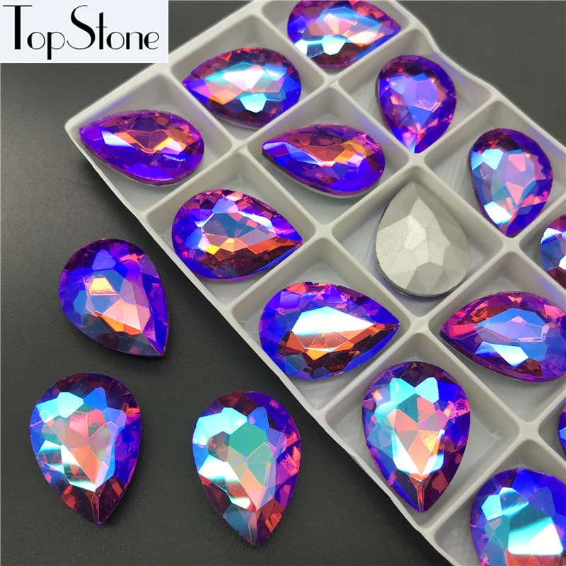 

Lt Purple Velvet AB Glass Crystal TEARDROP Pointed Back Rhinestone 10x14,13x18,18x25,20x30 mm Dress Drop Crystal Stone