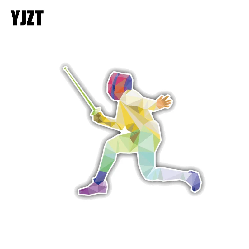 

YJZT 11CM*10.3CM Creative Fencing Triangulated Sport Car Sticker Decal PVC 12-1439